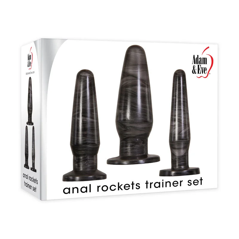 Anal toys with ribbed design-ANAL ROCKETS TRAINER BUTT PLUG SET