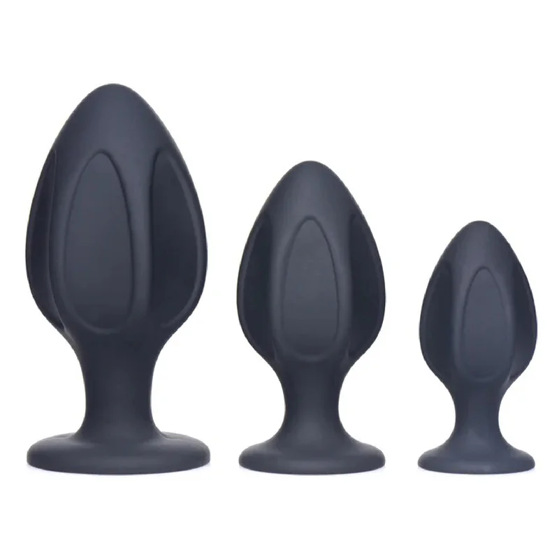 Anal toys for beginner stretching-Triple Juicers Silicone Anal Trainer Set - Black