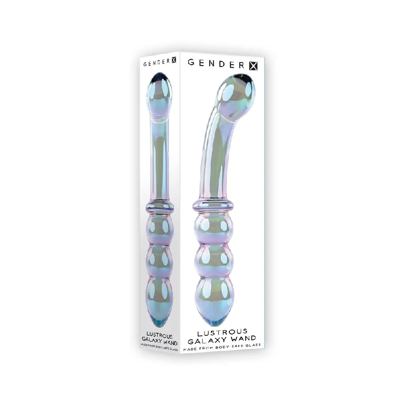 vibrating thin dildo-Gender X Lustrous Galaxy Wand 7.3 in. Dual-Ended Glass Dildo Multi-Color