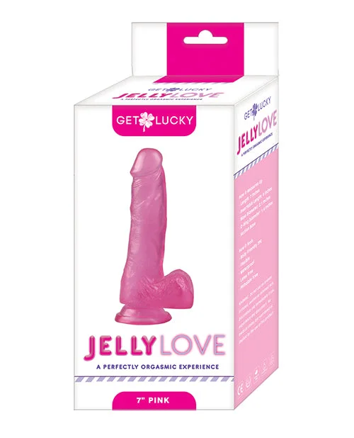 green thick dildo-Get Lucky 7" Jelly Series Jelly Love - Pink