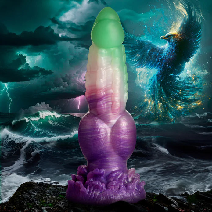 thin curved dildo-Creature Cock Aqua Phoenix Silicone Dildo