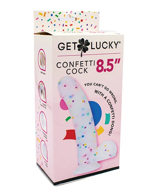 smooth purple dildo-Get Lucky 8.5" Real Skin Confetti Cock - Multi Color