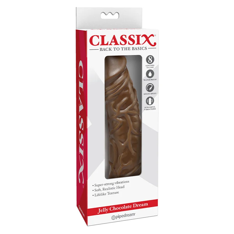 anal dildo-Classix Jelly Chocolate Dream 8 in. Realistic Vibrating Dildo Brown