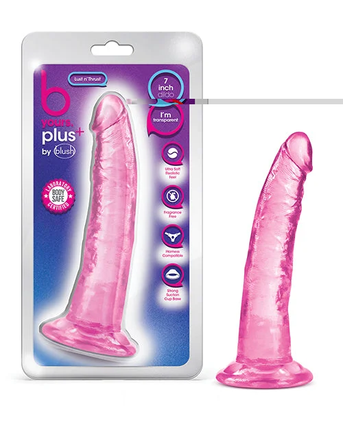 blue textured dildo-Blush B Yours Plus 7" Lust n' Thrust Dildo - Pink