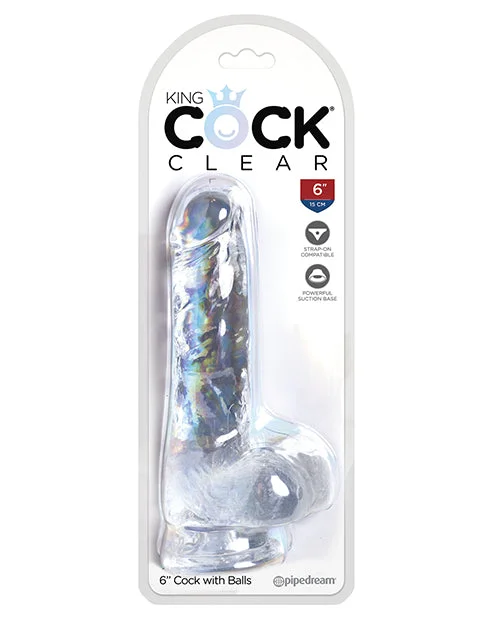 smooth eco-friendly dildo-King Cock Clear 6" Cock w/Balls