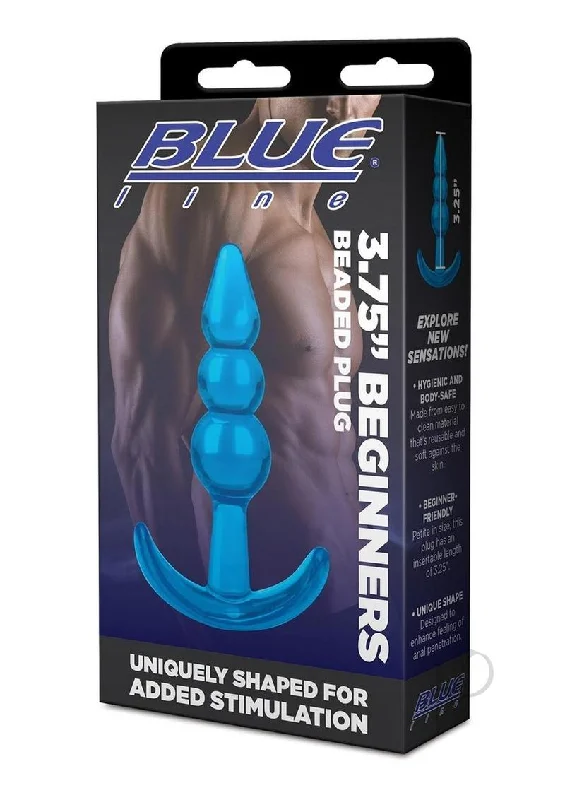 Waterproof anal toys deals-Blue Line Beginner Beaded Plug 3.75 Blu