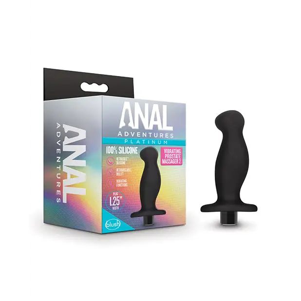 Anal toys for gentle playtime-Blush Anal Adventures Platinum Silicone Rechargeable Vibrating Prostate Massager 02