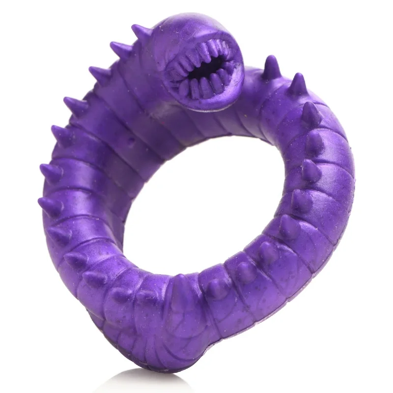 cock ring with sleek finish-Creature Cocks Slitherine Silicone Cock Ring Purple