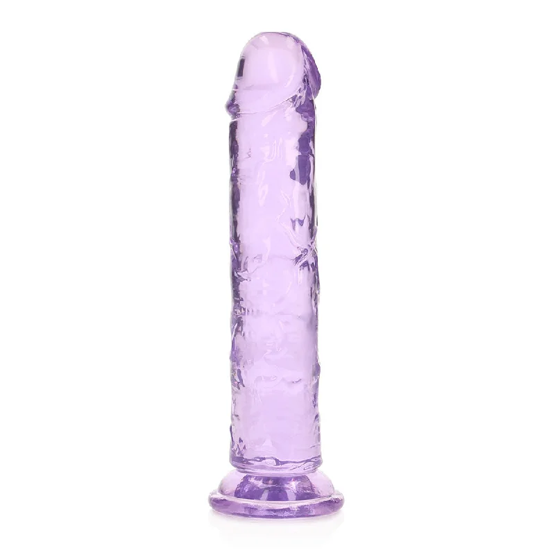 smooth green dildo-RealRock Crystal Clear Straight 7 in. Dildo Without Balls Purple