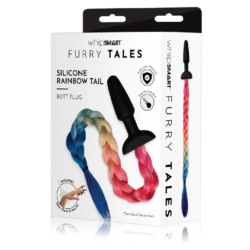 Anal toys with cool design-WhipSmart Furry Tales Silicone Rainbow Tail Butt Plug