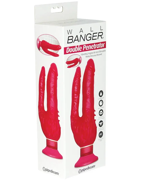 black textured dildo-Wall Bangers Double Penetrator Waterproof - Pink