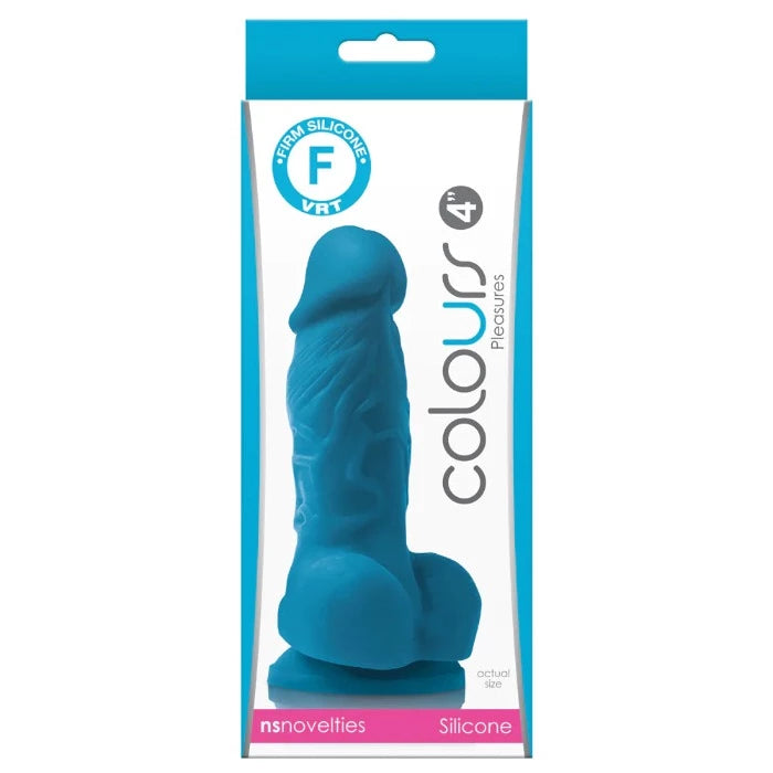 smooth pink dildo-Colours Pleasures 4” Dildo -Blue