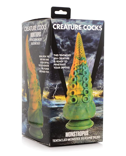 green remote control dildo-Creature Cocks Monstropus Tentacled Monster Silicone Dildo - Green/Yellow