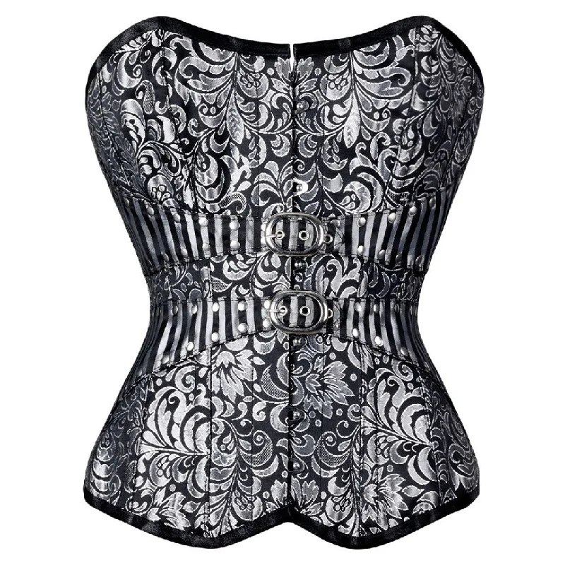 corset with side ties-Mahtab Gothic Authentic Steel Boned Overbust Corset