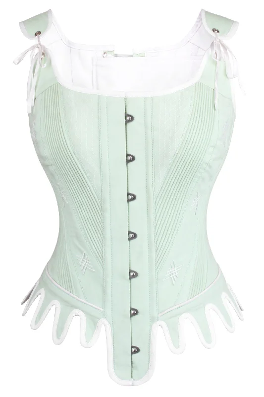 corset with elastic back-Historically Inspired Spearmint Corset top