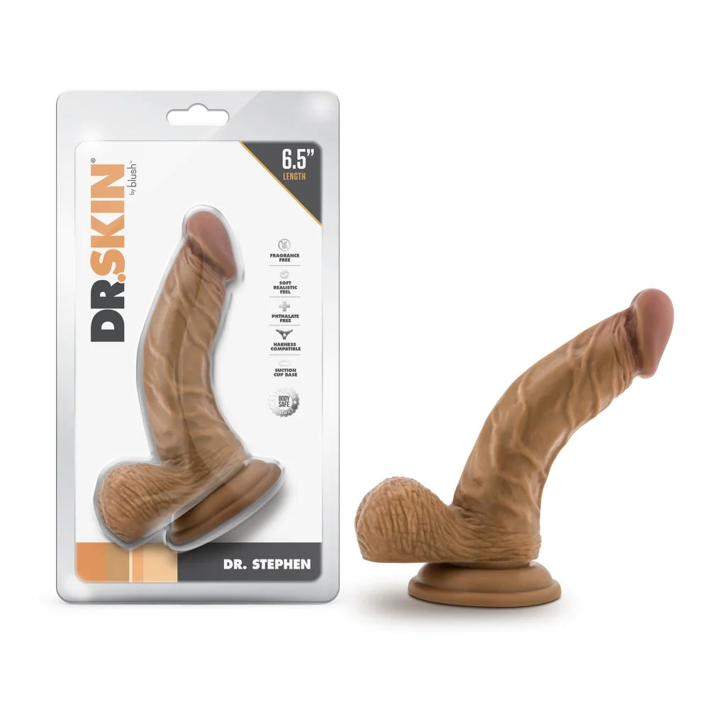 silicone mini dildo-Dr. Skin Dr. Stephen 6.5 Inch Long Dildo - Caramel