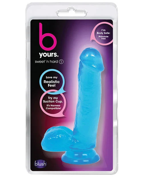 purple rotating dildo-Blush B Yours Sweet n Hard 1 w/Suction Cup - Blue