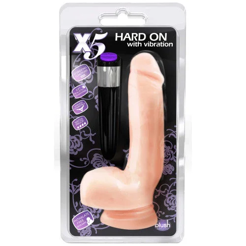 thick red dildo-X5 Hard On Dildo with Vibration and suction cup