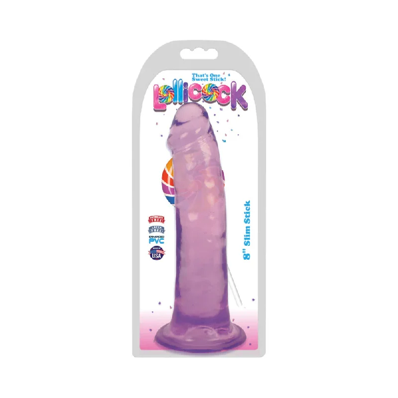 lightweight dildo-Curve Toys Lollicock Slim Stick 8 in. Dildo with Suction Cup Grape Ice