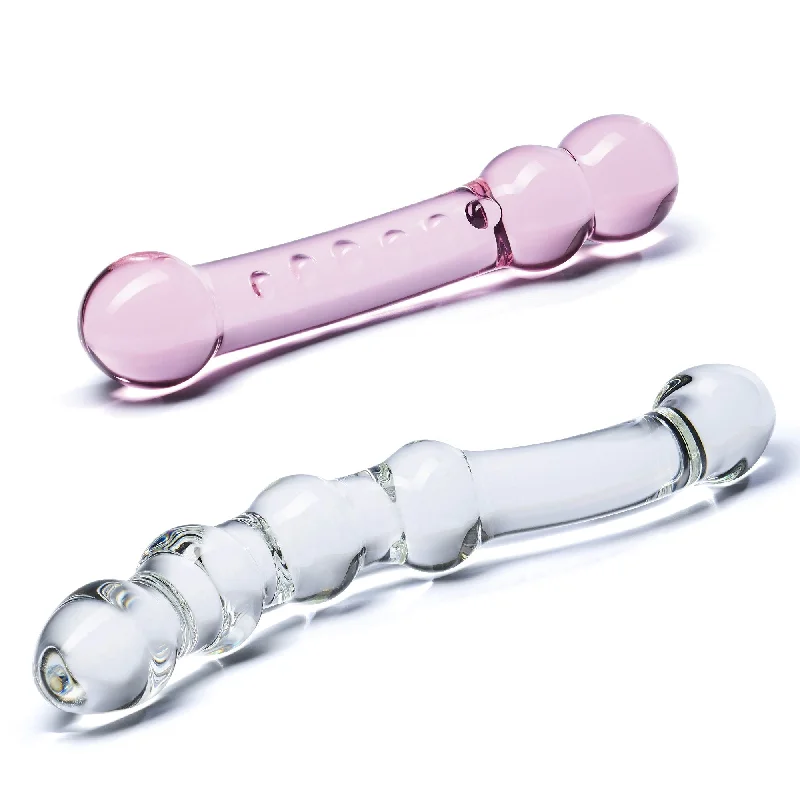 green thrusting dildo-Double Pleasure Glass Dildo Set