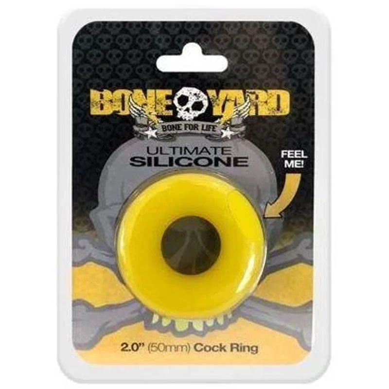 cock ring for bedroom joy-Boneyard Ultimate Silicone Cock Ring Yellow - Yellow 50mm Cock Ring