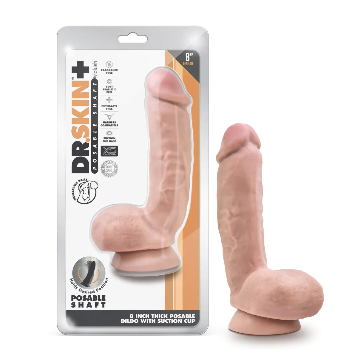 pink USB-charged dildo-Dr. Skin Plus Realistic Vanilla 8.5-Inch Long Dildo