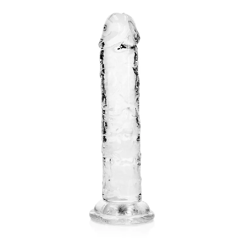 vibrating hands-free dildo-RealRock Crystal Clear Straight 6 in. Dildo Without Balls Clear