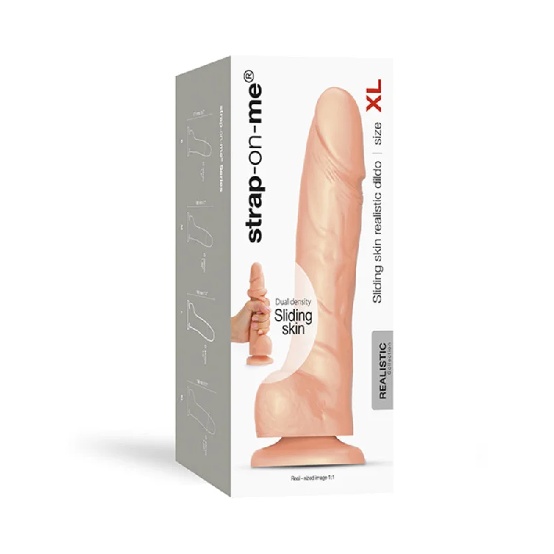 curved advanced dildo-Strap-On-Me Realistic Collection Sliding Skin Dual-Density Silicone Dildo Vanilla XL