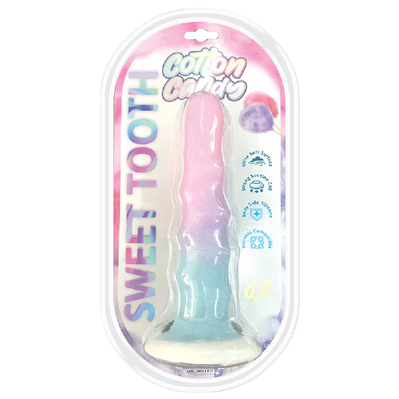 thin blue dildo-Cotton Candy Sweet Tooth 6.7 in. Silicone/TPE Dildo