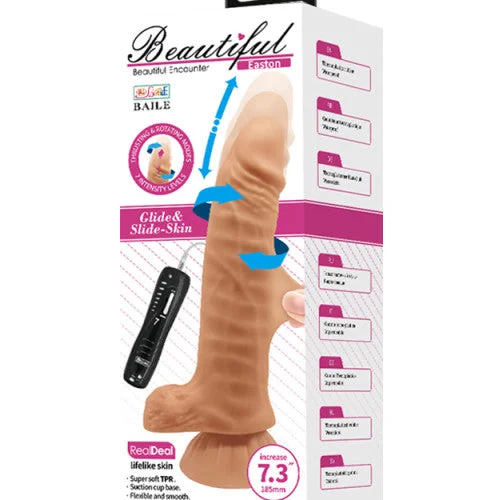 vibrating pink dildo-Beautiful Easton Remote Controlled Rotating and Thrusting Dildo 18cm