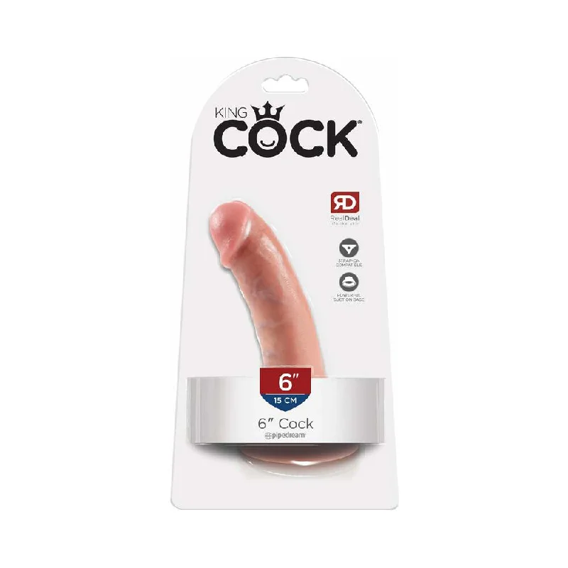 thick glass dildo-King Cock 6 in. Cock Realistic Dildo With Suction Cup Beige