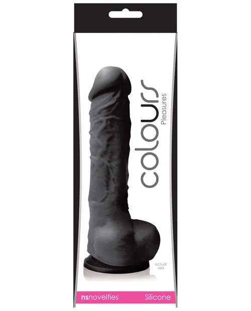 large heated dildo-Colours Pleasures 5" Dildo w/Suction Cup - Black