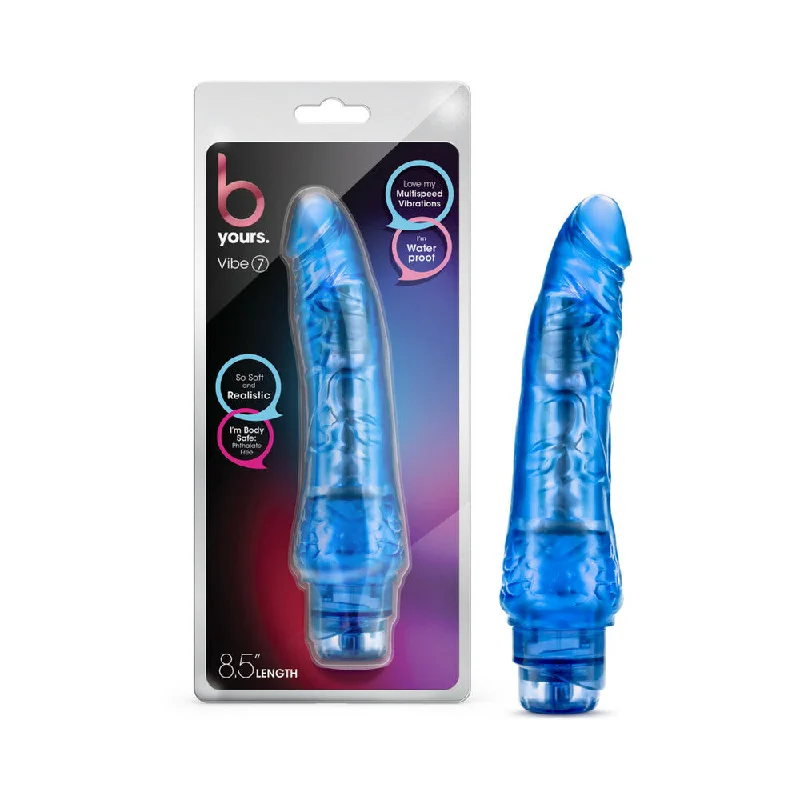 glass extra-long dildo-B Yours Vibe 7 Realistic 8.75 in. Vibrating Dildo Blue