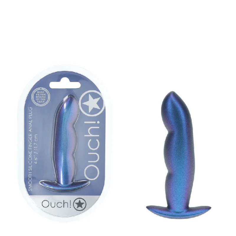 Anal toys with firm hold-OUCH! Finger Anal Plug - Metallic  - Metallic  11.7 cm Butt Plug