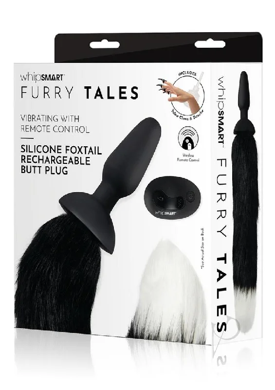 Anal toys with rechargeable battery-Whipsmart Fox Tail Sil Remote 3.75 Blk