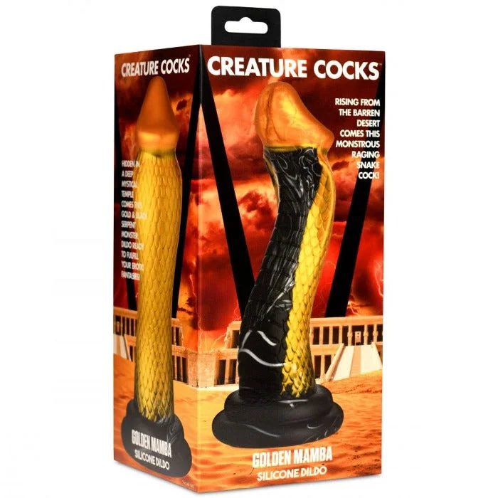 black mini dildo-Creature Cocks ''Golden Mamba'' Dildo