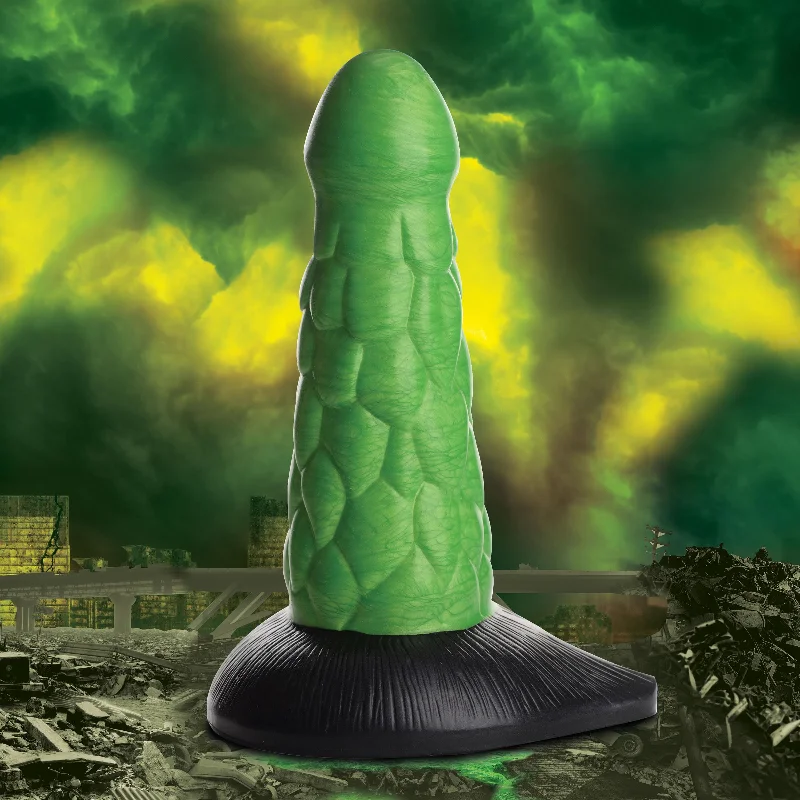 green strap-on dildo-Scaly Reptile Thick Silicone Dildo