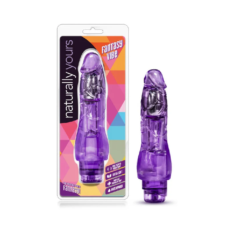 spiral dildo-Naturally Yours Fantasy Vibe Realistic 8.5 in. Vibrating Dildo Purple