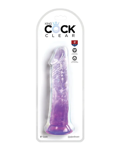 pink multi-speed dildo-King Cock Clear 8" Cock - Purple