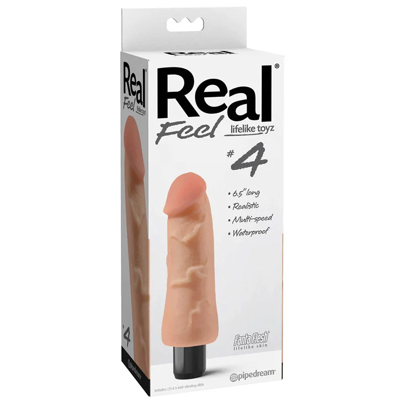 beginner silicone dildo-Real Feel Lifelike Toyz No. 4 Realistic 6.5 in. Vibrating Dildo Beige