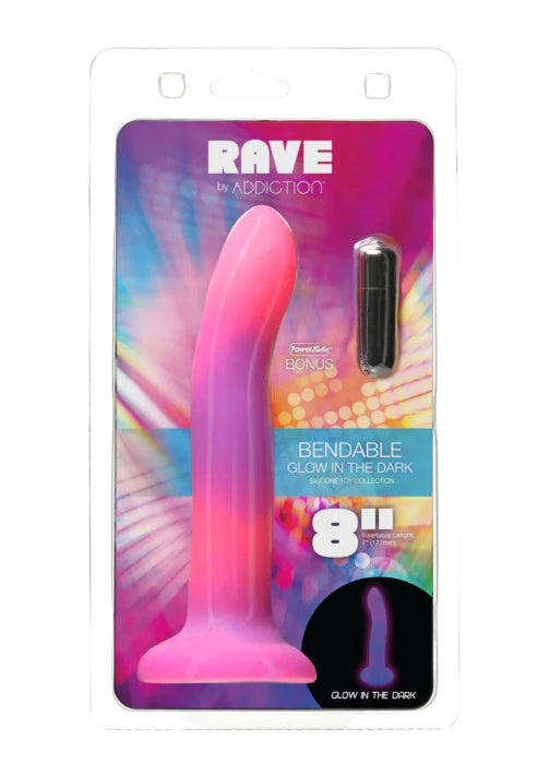 thin black dildo-Addiction Rave 8" Dildo -Pink