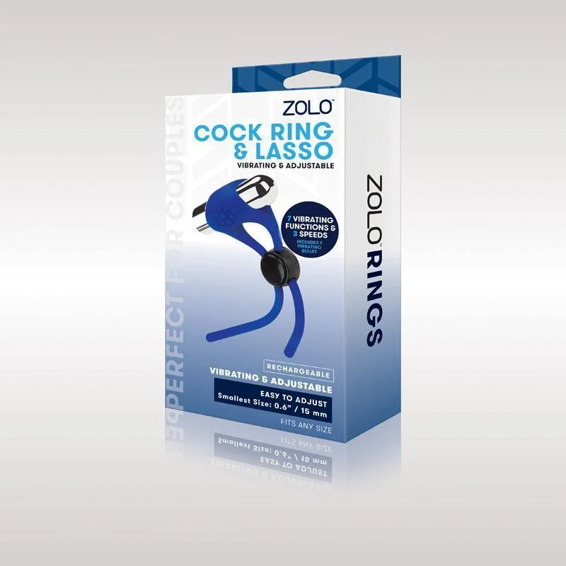 cock ring for intense joy-Zolo Rechargeable Cock Ring & Lasso - Blue USB Rechargeable Adjustable Cock Ring