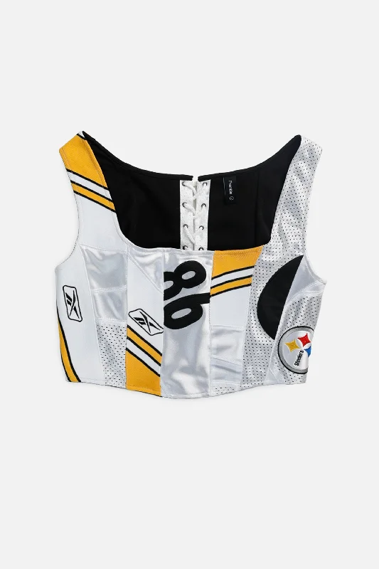 corset with side hooks-Rework Pittsburgh Steelers NFL Corset - L