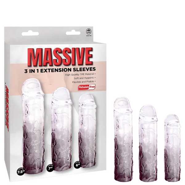 cock ring for sensual massage-3 in 1 Extension Sleeve (Smoke)