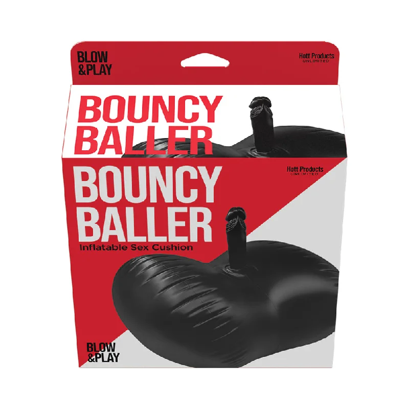 rigid dildo-Bouncy Baller Inflatable Cushion with Dildo and Foot Pump