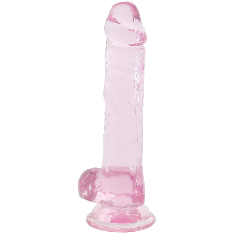 black battery-powered dildo-Naturally Yours 7 Inch Crystalline Dildo in Rose