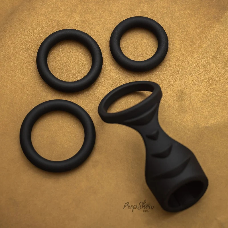 cock ring for couple fun-4-in-1 Silicone Cock Ring + Sheath Set