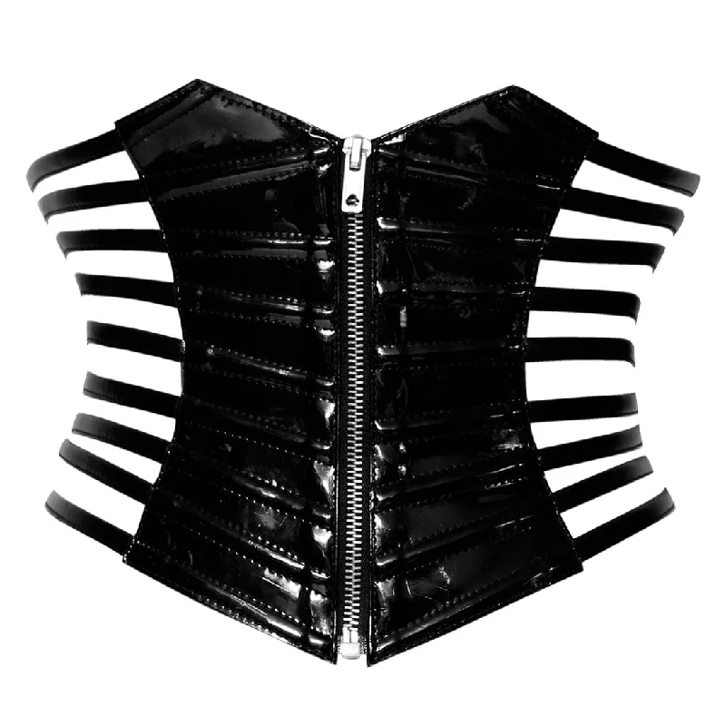 corset with back hooks-Black Fetish Waist Cincher Fashion Corset