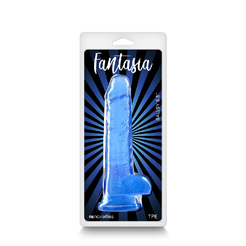 black remote control dildo-Fantasia Ballsy 6.5 in. Jelly Dildo Blue