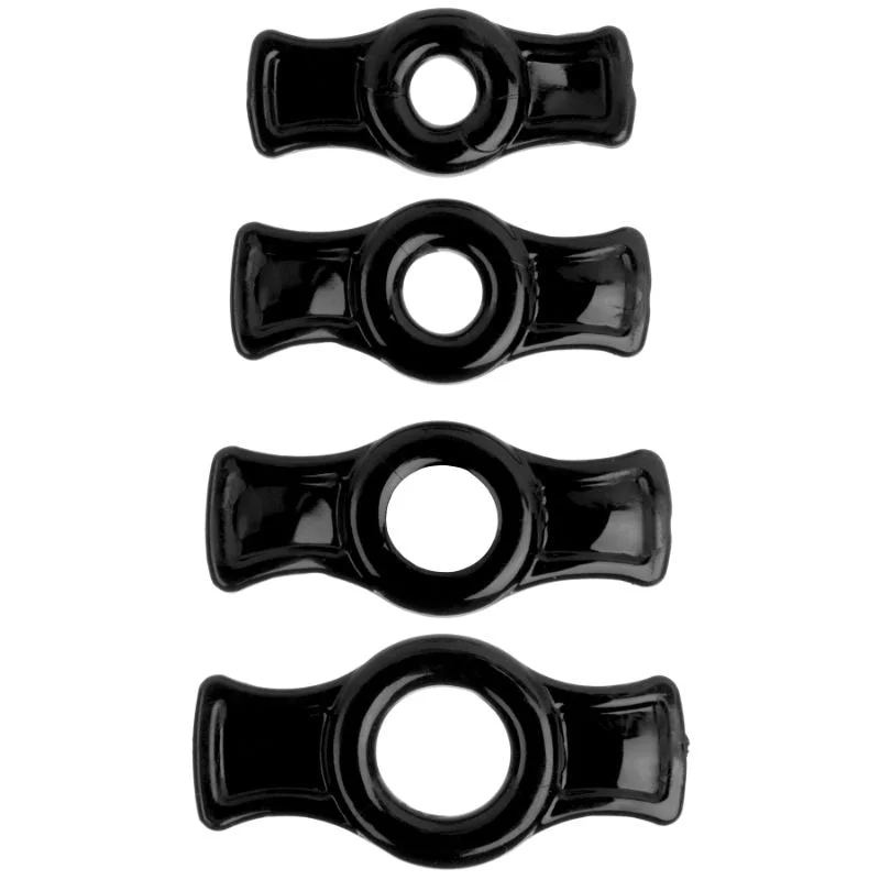 cock ring for easy hygiene-Cock Ring Set Black